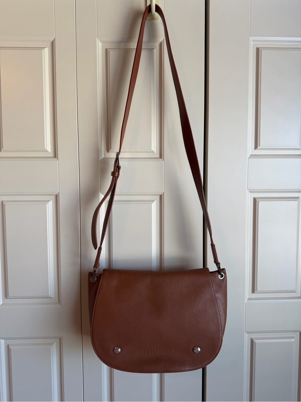 Longchamp Le Foulonne Tan Crossbody Saddle messenger Bag